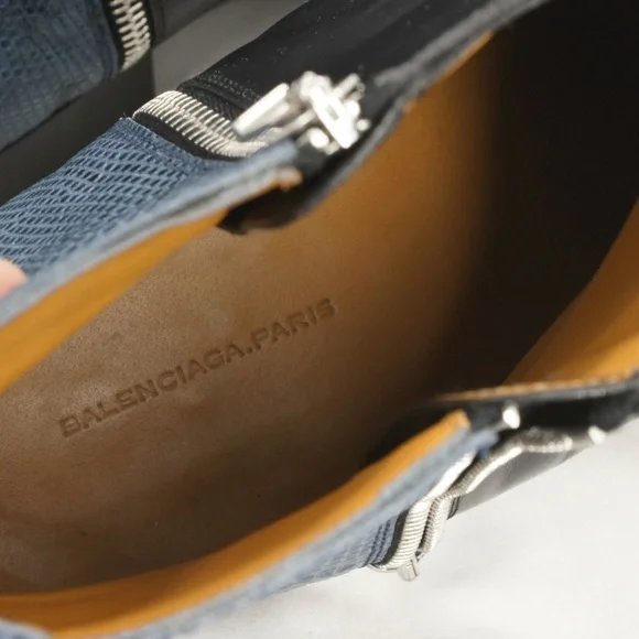 Balenciaga Side Zip Cowhide Leather Blue Python Zip Up Boots - Picture 8 of 10